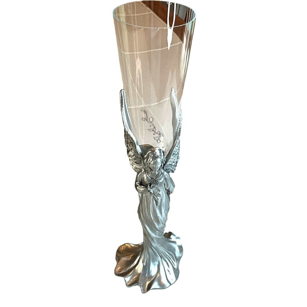 1995  Seagull Pewter Canada Angel Bud Vase‎ Tiny Chips